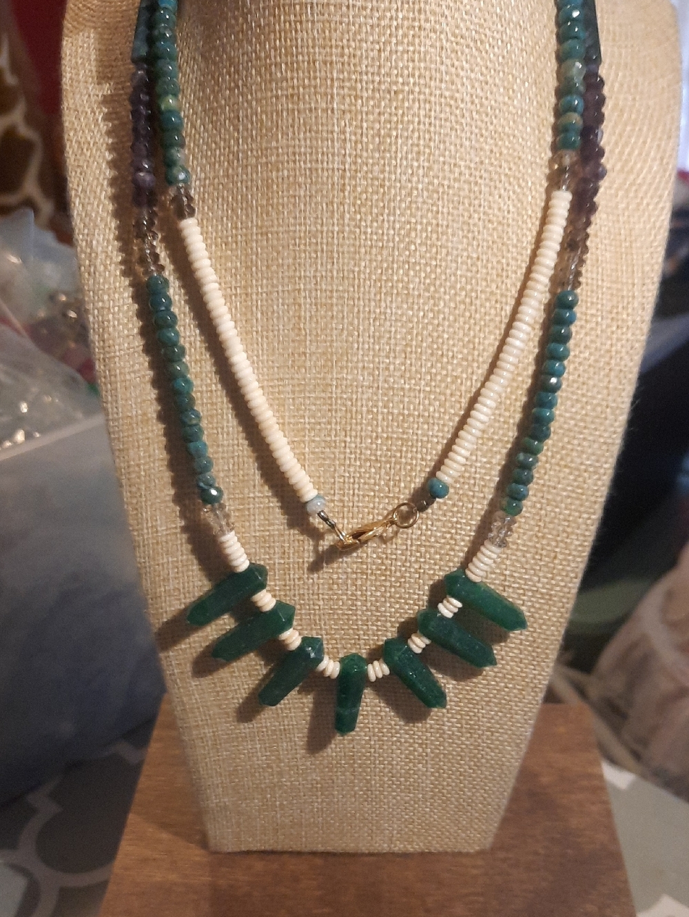 Green Beaded Layered Necklace - Women Jewelry